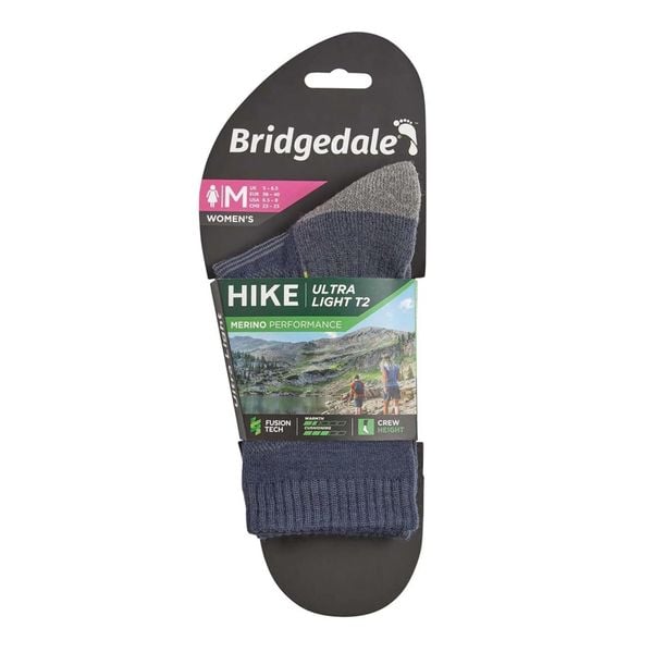 Skarpety do trekkingu damskie Bridgedale HIKE UL END BO ORI LD. Niebieskie skarpetki Bridgedale, bez wzorów, z elastanu. Za 92,39 zł.