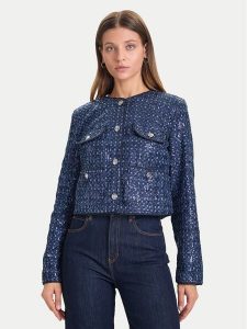 Guess Marynarka W5BN0C D0771 Granatowy Regular Fit. Niebieskie marynarki i żakiety Guess, xxl, z aplikacjami, z bawełny. Za 519,99 zł.