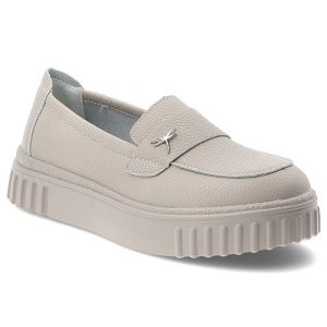 Półbuty damskie Vinceza, cholewka ze skóry naturalnej licowej wsuwany fason z ozdobnym elementem, beżowe, 93218. Brązowe półbuty VINCEZA, bez wzorów, ze skóry, bez obcasa, bez zapięcia. Za 169,00 zł.