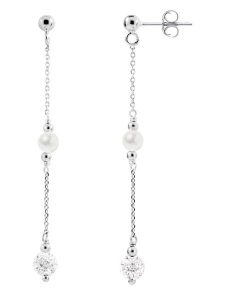 Pearl Addict Srebrne kolczyki-wkrętki z perłami rozmiar: onesize. Białe kolczyki Pearl Addict, z kryształem, srebrne. Za 208,99 zł.