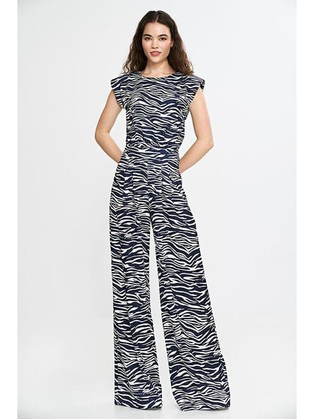 Nife Kombinezon w kolorze granatowo-białym rozmiar: 38. Niebieskie kombinezony Nife, bez wzorów, bez kołnierzyka, bez ramiączek. Za 196,24 zł.