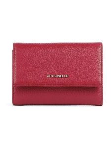 COCCINELLE Skórzany portfel w kolorze bordowym - 14 x 10 x 4 cm rozmiar: onesize. Czerwone portfele Coccinelle, bez wzorów, z materiału. Za 483,17 zł.