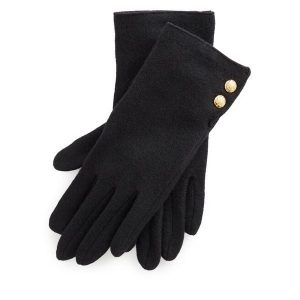 Rękawiczki LAUREN RALPH LAUREN. Czarne rękawiczki Lauren Ralph Lauren, bez wzorów, z dzianiny. Za 379,99 zł.