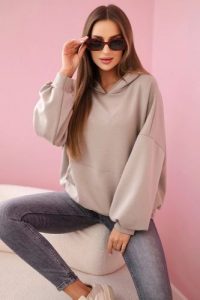 Bluza z kapturem masełko ciemno beżowa. Brązowe bluzy KESI, l, bez wzorów, z elastanu, z kapturem. Za 204,91 zł.