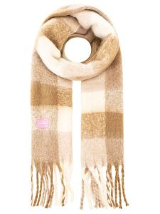 Zwillingsherz Szal "Fringes & Karo" w kolorze beżowo-kremowym - 235 x 40 cm rozmiar: onesize. Brązowe szaliki Zwillingsherz, bez wzorów, z materiału. Za 90,95 zł.