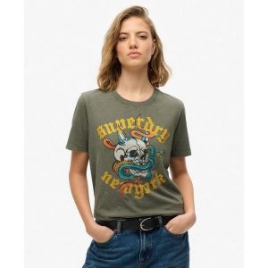 Luźna koszulka Neo Trad Tattoo. Zielone koszulki sportowe Superdry, bez wzorów, z bawełny, bez ramiączek. Za 147,45 zł.