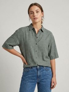MOSS COPENHAGEN Koszula "Viana" w kolorze zielonym rozmiar: L/XL. Zielone koszule Moss Copenhagen, l, bez wzorów, bez kołnierzyka, bez ramiączek. Za 153,34 zł.