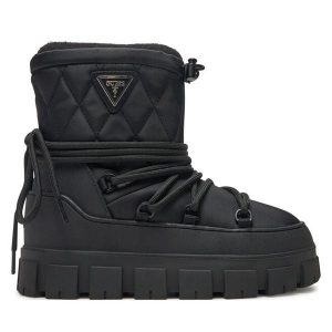 Śniegowce Guess. Czarne buty zimowe Guess, bez obcasa, bez zapięcia. Za 629,99 zł.