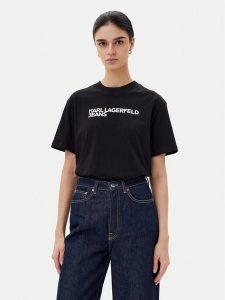 Karl Lagerfeld Jeans T-Shirt A1W17005 Czarny Relaxed Fit. Czarne t-shirty Karl Lagerfeld Jeans, xs, bez wzorów, z bawełny, bez kołnierzyka, bez ramiączek. Za 149,99 zł.