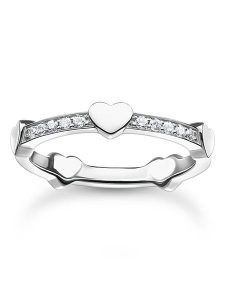 Thomas Sabo Srebrny pierścionek z cyrkoniami rozmiar: 50. Szare pierścionki Thomas Sabo, z cyrkonią, srebrne. Za 200,45 zł.