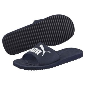 Klapki Puma Purecat unisex. Białe klapki Puma, bez wzorów, z materiału, bez obcasa. Za 103,00 zł.