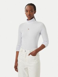 Calvin Klein Jeans Golf LV047D203G Fioletowy jasny Slim Fit. Fioletowe golfy Calvin Klein Jeans, bez wzorów, z bawełny. Za 209,99 zł.
