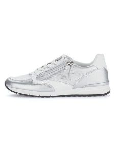 Gabor Skórzane sneakersy w kolorze srebrno-białym rozmiar: 37,5. Szare trampki Gabor, bez wzorów, bez zapięcia. Za 205,93 zł.