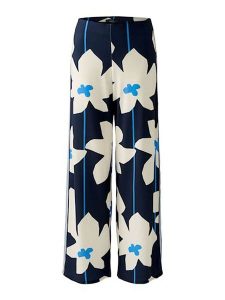 Oui Spodnie w kolorze granatowym rozmiar: 36. Niebieskie spodnie z wysokim stanem Oui, bez wzorów, z materiału, z podwyższonym stanem. Za 260,99 zł.