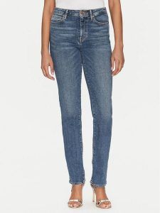 Guess Jeansy WBGA08 D4LT0 Niebieski Straight Fit. Niebieskie jeansy Guess, z aplikacjami, z bawełny. Za 289,99 zł.