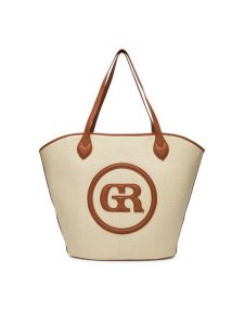 Gino Rossi Torebka TYLO-V Beżowy. Brązowe shopper bag Gino Rossi, bez wzorów, z materiału, bez dodatków. Za 179,99 zł.