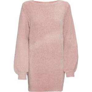 Długi sweter z szenili. Czerwone długie swetry bonprix, z materiału, bez kołnierzyka. Za 114,99 zł.