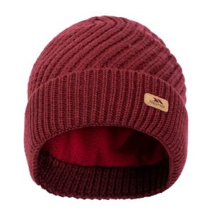 Damska Czapka Z Dzianiny Twisted Knitted Beanie. Czerwone czapki Trespass, z aplikacjami, z dzianiny. Za 58,99 zł.