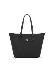 Tommy Hilfiger Torebka Poppy Th Tote AW0AW15639 Czarny. Czarne torebki klasyczne TOMMY HILFIGER, bez wzorów, z materiału, bez dodatków. Za 239,99 zł.