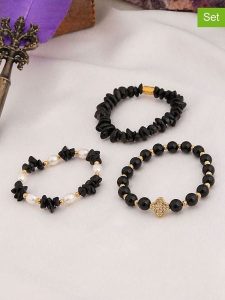 L'Atelier de Gaia Bransoletki (3 szt.) rozmiar: onesize. Czarne bransoletki L'Atelier de Gaia, z onyksem, z mosiądzu. Za 109,95 zł.