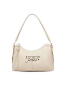 Tommy Jeans Torebka Metal Logo Shoulder Bag AW0AW18468 Biały. Białe torebki klasyczne Tommy Jeans, bez wzorów, z jeansu, bez dodatków. Za 409,99 zł.