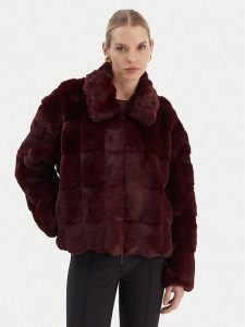 Bardot Futro Sylvie 59474JB4 Bordowy Relaxed Fit. Czerwone płaszcze Bardot, bez wzorów, z futra, bez kaptura. Za 889,99 zł.