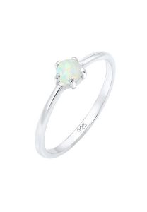 Elli Damska obrączka Basic Geo z syntetycznym opalem w srebrze próby 925 Sterling Silver Pierścionki 1 ct Damski. Szare pierścionki Elli, z opalem, srebrne. Za 211,64 zł.