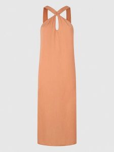 Pepe Jeans Sukienka "Casey" w kolorze brzoskwiniowym rozmiar: S. Pomarańczowe sukienki Pepe Jeans, na co dzień, s, bez wzorów, z jeansu, bez kołnierzyka, bez ramiączek, maxi, proste. Za 173,95 zł.