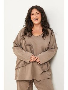 Curvy Lady Koszulka w kolorze beżowym rozmiar: 44/46. Brązowe bluzki Curvy Lady, z aplikacjami, klasyczne, bez kołnierzyka, bez ramiączek. Za 126,45 zł.