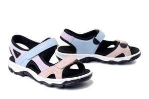 RIEKER 68866-93 multi, sandały damskie. Sandały Rieker, bez wzorów, bez obcasa, bez zapięcia. Za 319,90 zł.