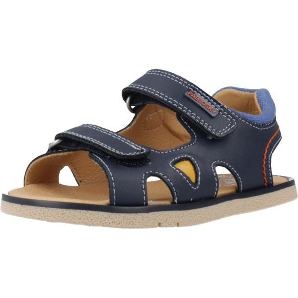 Sandały PABLOSKY 055420P Niebieski. Niebieskie sandały PABLOSKY, bez wzorów, ze skóry, bez obcasa, bez zapięcia. Za 223,99 zł.