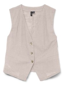 Vero Moda Kamizelka w kolorze beżowym rozmiar: XL. Brązowe kamizelki Vero Moda, xl, bez wzorów, z bawełny, bez kołnierzyka, bez ramiączek, bez kaptura. Za 52,42 zł.