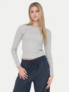 ONLY Bluzka Val 15371305 Szary Regular Fit. Szare bluzki ONLY, xl, bez wzorów, z bawełny, bez kołnierzyka, bez ramiączek. Za 79,99 zł.