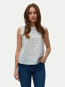 Vero Moda Top Trine 10342734 Biały Regular Fit. Białe topy Vero Moda, l, bez wzorów, z bawełny, bez kołnierzyka, bez ramiączek. Za 99,99 zł.