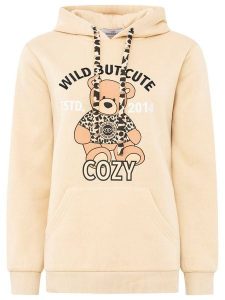 Zwillingsherz Bluza "Wild But Cute" w kolorze beżowym rozmiar: S/M. Brązowe bluzy Zwillingsherz, m, bez wzorów, z kapturem. Za 201,08 zł.