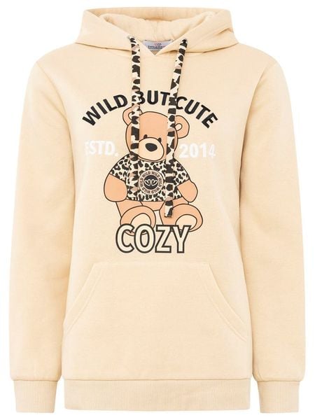 Zwillingsherz Bluza "Wild But Cute" w kolorze beżowym rozmiar: S/M. Brązowe bluzy Zwillingsherz, m, bez wzorów, z kapturem. Za 174,43 zł.
