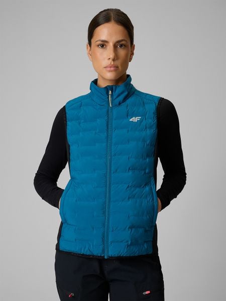 4F Bezrękawnik trekkingowy z wypełnieniem Primaloft Silver damski - turkusowy S. Niebieskie kamizelki 4f, na lato, l, bez wzorów, z materiału, bez kołnierzyka, bez ramiączek, bez kaptura. Za 349,99 zł.