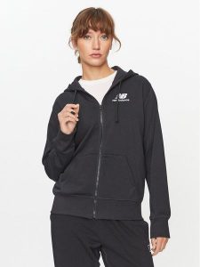New Balance Bluza NB Essentials Stacked Logo Full Zip Hoodie WJ31530 Czarny Regular Fit. Czarne bluzy New Balance, s, bez wzorów, z syntetyku, bez kaptura. Za 199,99 zł.