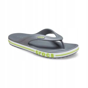 Japonki Dla Dorosłych Crocs Bayaband Flip. Szare klapki Crocs, bez wzorów, z materiału, bez obcasa. Za 89,99 zł.