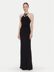 Guess Sukienka wieczorowa W5GK95 KCVG2 Czarny Slim Fit. Czarne kombinezony Guess, l, z aplikacjami, z syntetyku, wizytowe, bez kołnierzyka, bez ramiączek. Za 609,99 zł.