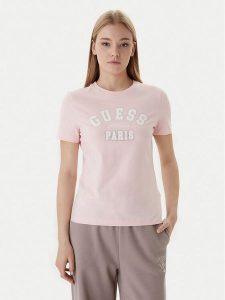 Guess T-Shirt V6RI15 J1314 Różowy Regular Fit. Czerwone t-shirty Guess, xl, z aplikacjami, z bawełny, bez kołnierzyka, bez ramiączek. Za 179,99 zł.