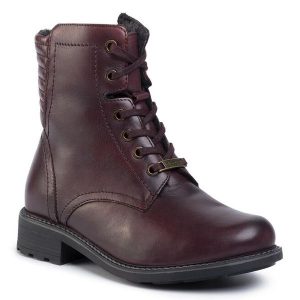 Trzewiki Lasocki. Czerwone botki Lasocki, bez wzorów, bez obcasa, na płaskiej podeszwie, bez zapięcia. Za 229,99 zł.