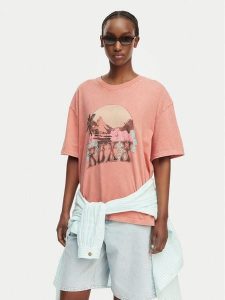 Roxy T-Shirt Talloversize Washed ERJZT06081 Pomarańczowy jasny Loose Fit. Brązowe t-shirty Roxy, m, bez wzorów, z bawełny, bez kołnierzyka, bez ramiączek. Za 149,99 zł.