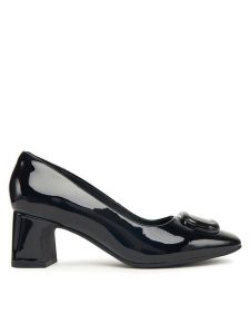 Clarks Czółenka Fernie Trim 26183037 Czarny. Czarne czółenka Clarks, bez wzorów, z lakierowanej skóry, bez obcasa, bez zapięcia. Za 349,99 zł.
