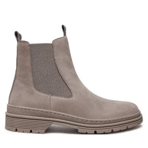 Botki Tamaris. Szare botki Tamaris, bez wzorów, bez obcasa, na płaskiej podeszwie, bez zapięcia. Za 419,99 zł.