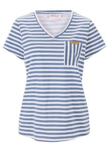 Luźny T-shirt z czystej bawełny. Niebieskie t-shirty bonprix, bez wzorów, z bawełny, bez kołnierzyka, bez ramiączek. Za 27,99 zł.