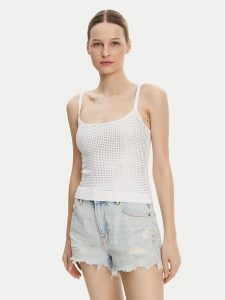 Guess Top W5GR47 Z3MN2 Biały Regular Fit. Białe topy Guess, xs, z aplikacjami, z syntetyku, bez kołnierzyka, bez ramiączek. Za 189,99 zł.