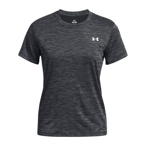 Koszulka treningowa damska Under Armour Tech Textured. Czarne bluzki Under Armour, s, bez wzorów, sportowe, bez kołnierzyka, bez ramiączek. Za 99,99 zł.