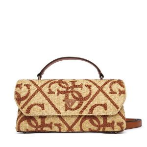 Torebka Guess. Brązowe kuferki Guess, z aplikacjami, bez dodatków. Za 584,99 zł.