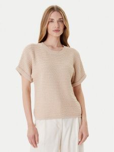 Morgan Sweter 252-MVIET Beżowy Relaxed Fit. Brązowe swetry klasyczne Morgan, l, z bawełny, bez kołnierzyka. Za 169,99 zł.